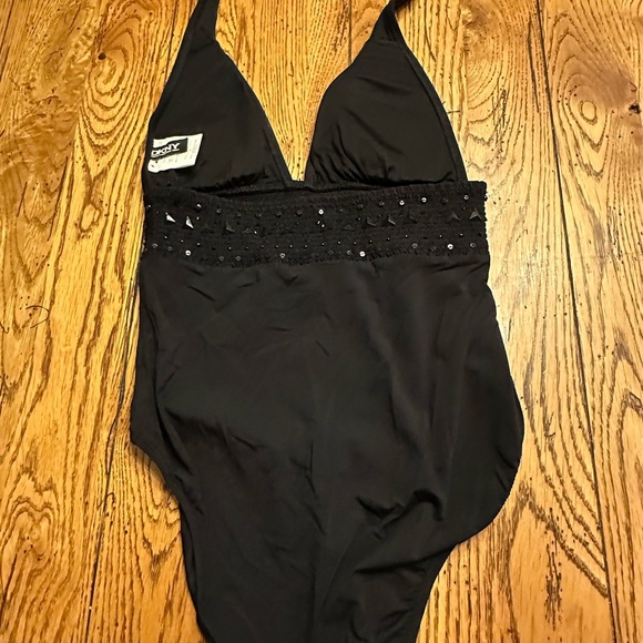 Donna Karen deep v jeweled swim suit sz 8 - Picture 3 of 5